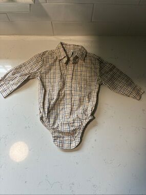 Janie and Jack Yellow and Blue Plaid Button-Down Shirt Bodysuit